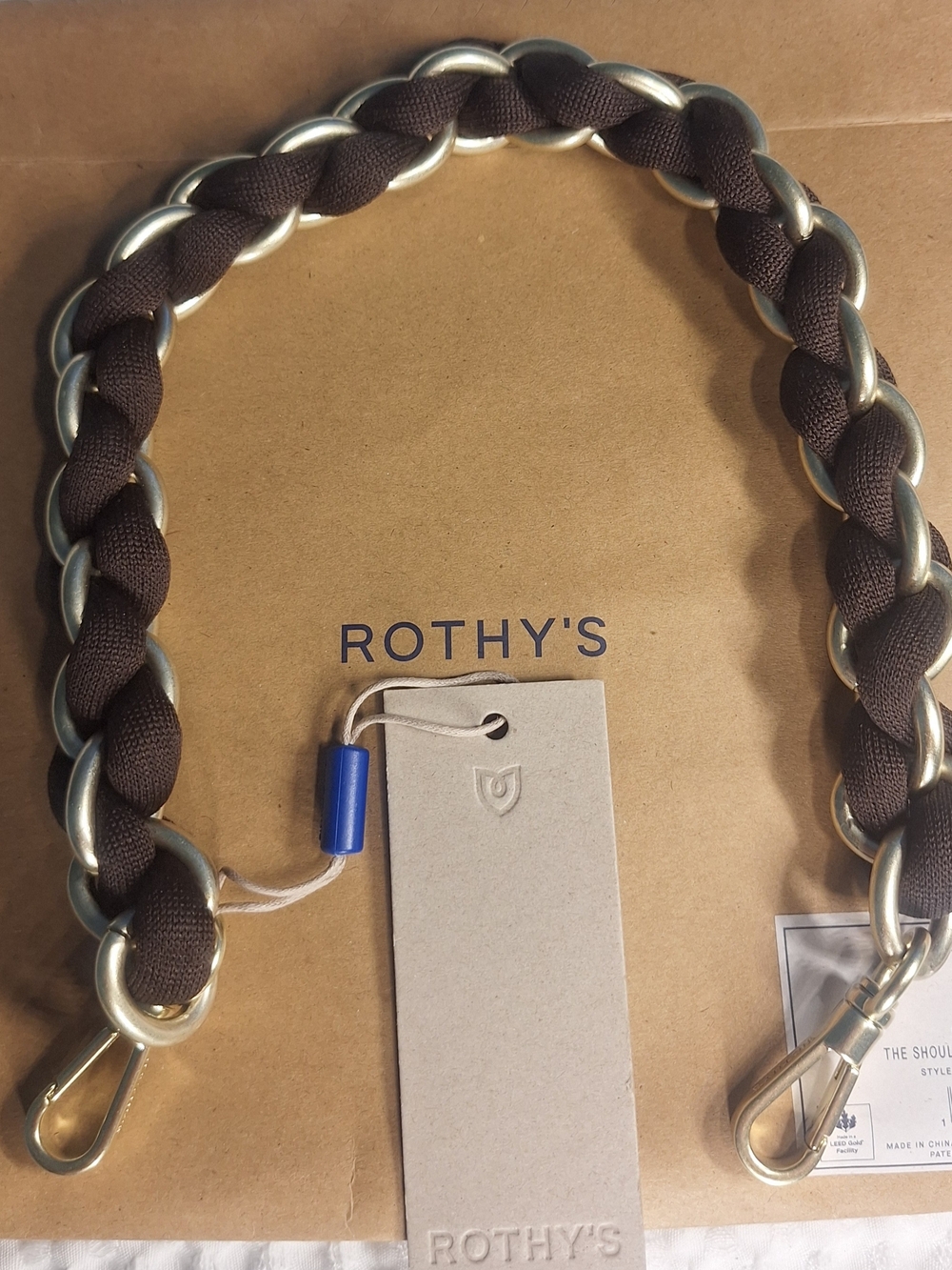 Rothy's Braided Strap in Chocolate with Gold Hardware